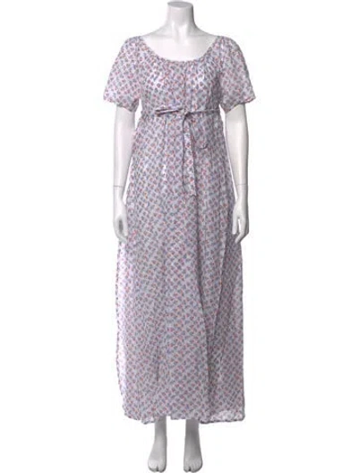 Pre-owned Thierry Colson Floral Print Long Dress W/ Tags In White