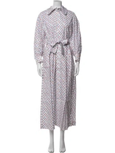 Pre-owned Thierry Colson Floral Print Long Dress W/ Tags In White