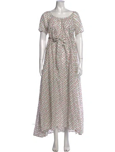 Pre-owned Thierry Colson Floral Print Long Dress W/ Tags In White