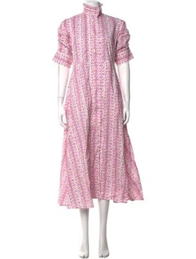 Pre-owned Thierry Colson Floral Print Long Dress W/ Tags In White