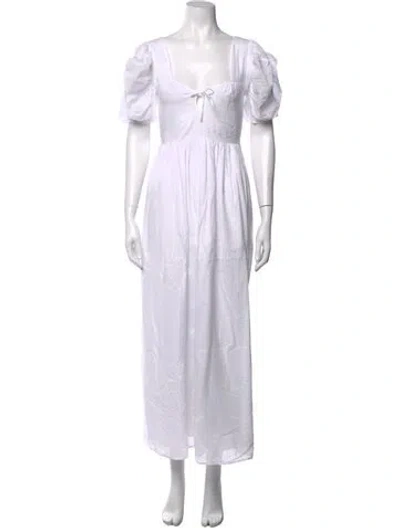 Pre-owned Thierry Colson Floral Print Long Dress W/ Tags In White