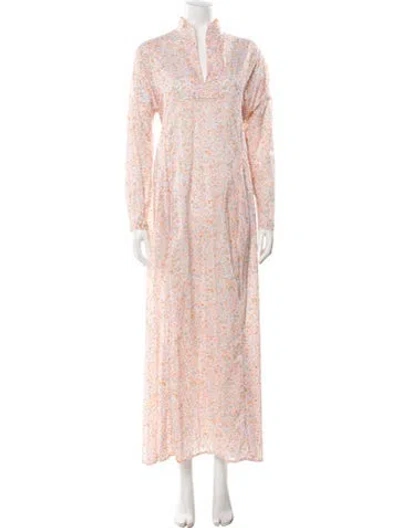 Pre-owned Thierry Colson Floral Print Long Dress W/ Tags In Yellow