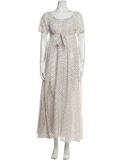 Pre-owned Thierry Colson Floral Print Long Dress W/ Tags In Yellow
