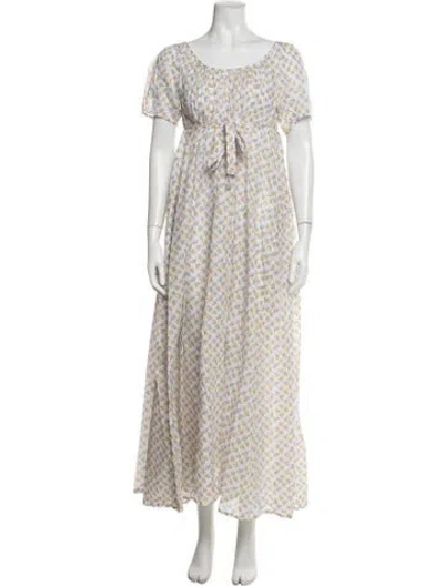 Pre-owned Thierry Colson Floral Print Long Dress W/ Tags In Yellow
