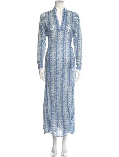 Pre-owned Thierry Colson Floral Print Long Dress In White