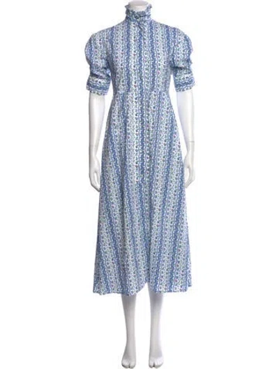 Pre-owned Thierry Colson Floral Print Long Dress In White