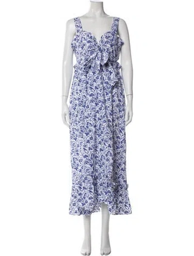 Pre-owned Thierry Colson Floral Print Long Dress In White