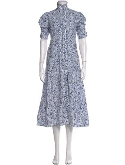 Pre-owned Thierry Colson Floral Print Long Dress In White