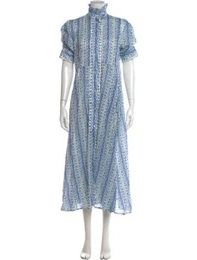Pre-owned Thierry Colson Floral Print Long Dress In White