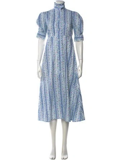 Pre-owned Thierry Colson Floral Print Long Dress In White