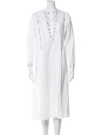 Pre-owned Thierry Colson Floral Print Long Dress In White