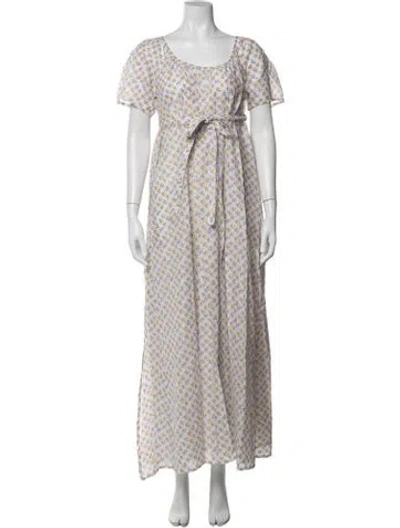 Pre-owned Thierry Colson Floral Print Long Dress In White
