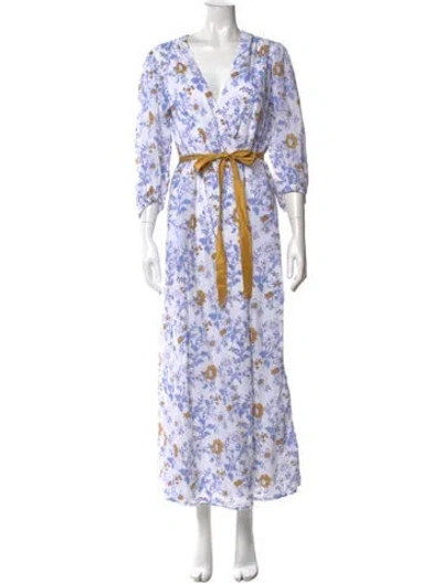 Pre-owned Thierry Colson Floral Print Long Dress In White