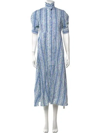 Pre-owned Thierry Colson Floral Print Long Dress In White