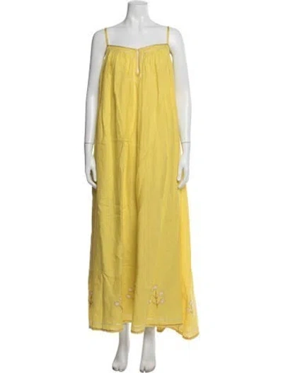 Pre-owned Thierry Colson Floral Print Long Dress In Yellow