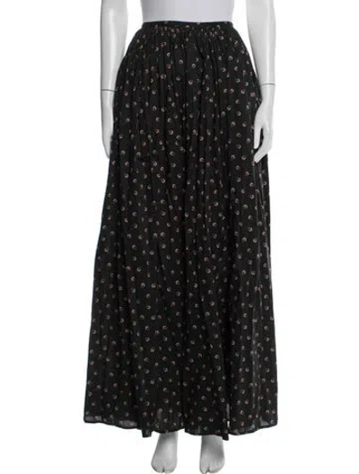 Pre-owned Thierry Colson Floral Print Long Skirt In Black