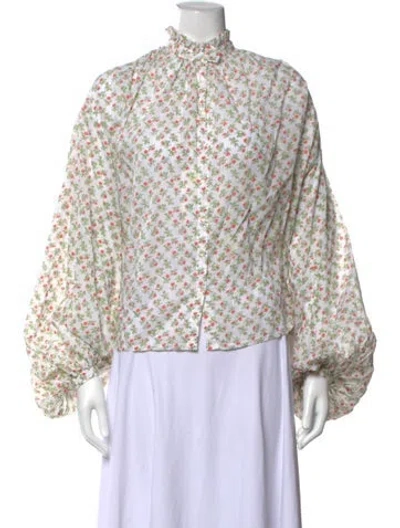 Pre-owned Thierry Colson Floral Print Long Sleeve Blouse In Multicolor