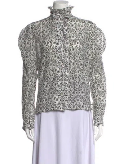 Pre-owned Thierry Colson Floral Print Long Sleeve Blouse In Multicolor