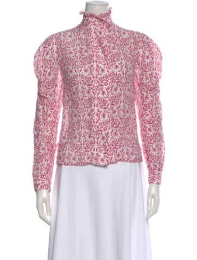 Pre-owned Thierry Colson Floral Print Long Sleeve Blouse In Pink