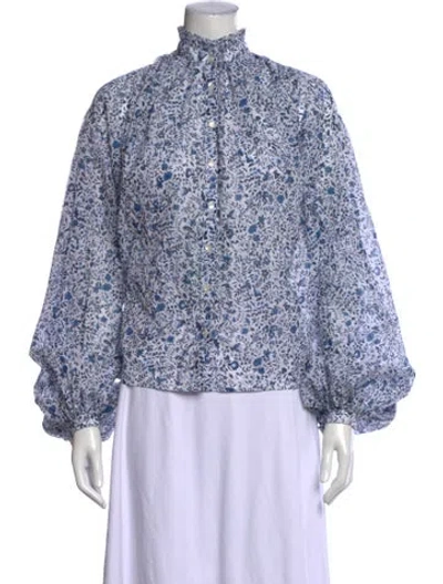 Pre-owned Thierry Colson Floral Print Long Sleeve Blouse W/ Tags In Multi