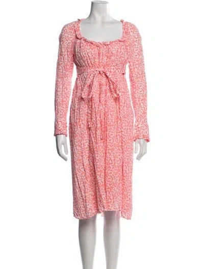 Pre-owned Thierry Colson Floral Print Midi Length Dress In Pink