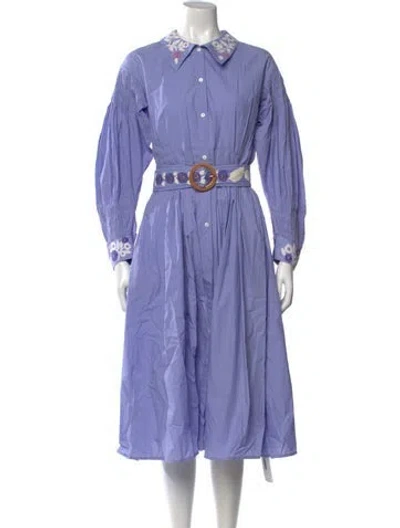 Pre-owned Thierry Colson Floral Print Midi Length Dress In Purple