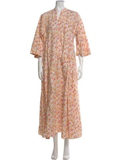 Pre-owned Thierry Colson Floral Print Midi Length Dress In White