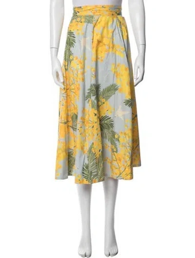 Pre-owned Thierry Colson Floral Print Midi Length Skirt In Blue