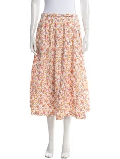 Pre-owned Thierry Colson Floral Print Midi Length Skirt In White