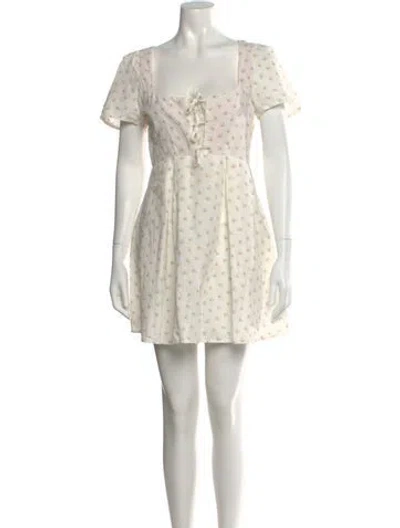 Pre-owned Thierry Colson Floral Print Mini Dress In White