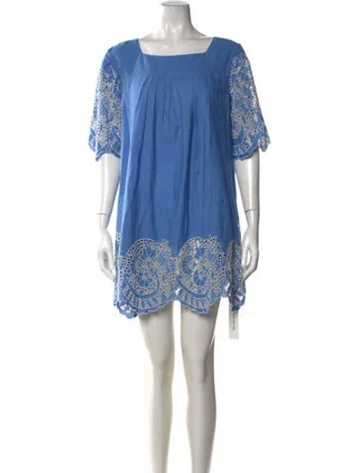 Pre-owned Thierry Colson Lace Pattern Mini Dress In Blue