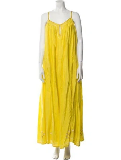 Pre-owned Thierry Colson Linen Long Dress W/ Tags In Yellow