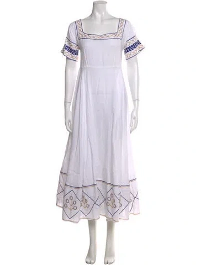 Pre-owned Thierry Colson Linen Long Dress In White