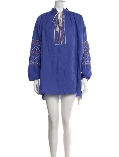 Pre-owned Thierry Colson Linen Mini Dress In Blue