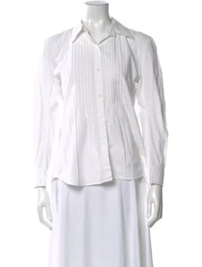 Pre-owned Thierry Colson Long Sleeve Blouse In White