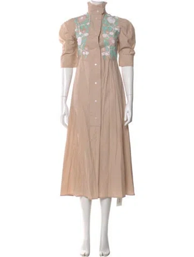 Pre-owned Thierry Colson Mock Neck Long Dress In Neutral