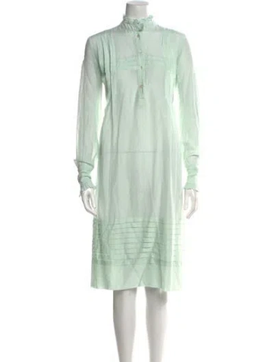 Pre-owned Thierry Colson Mock Neck Midi Length Dress In Green