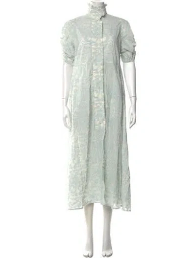Pre-owned Thierry Colson Paisley Print Long Dress In Green