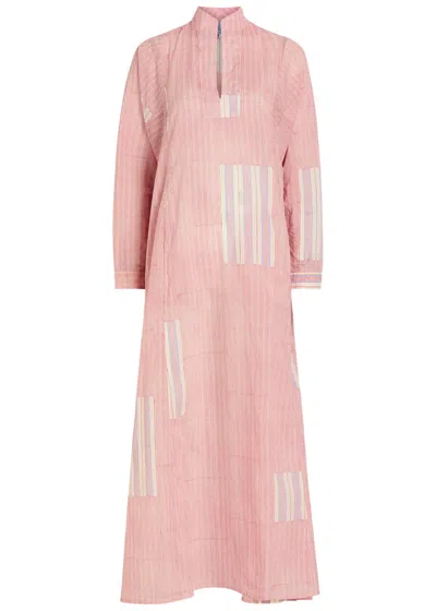 Thierry Colson Parvati Striped Cotton Maxi Dress In Brown