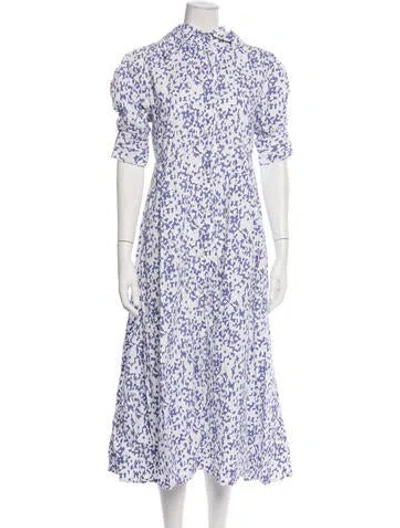 Pre-owned Thierry Colson Patterned Midi Length Dress In Purple