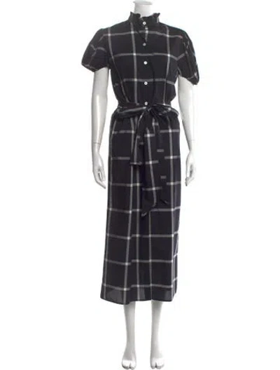 Pre-owned Thierry Colson Plaid Print Long Dress In Black