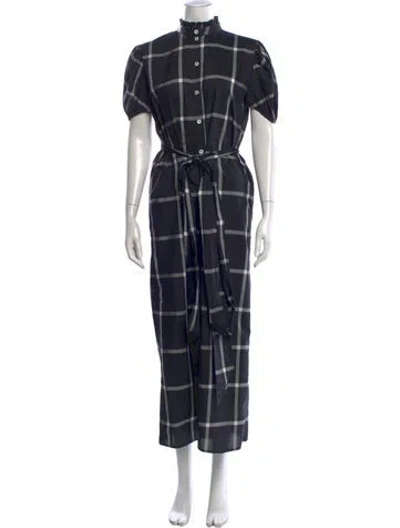 Pre-owned Thierry Colson Plaid Print Long Dress In Blue