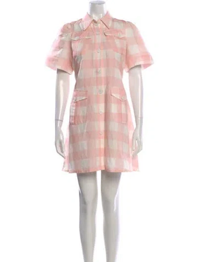 Pre-owned Thierry Colson Plaid Print Mini Dress In Pink