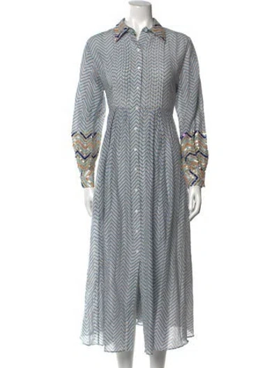 Pre-owned Thierry Colson Printed Long Dress In Blue