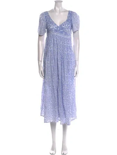 Pre-owned Thierry Colson Printed Long Dress In Blue