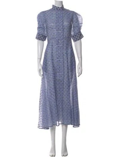 Pre-owned Thierry Colson Printed Long Dress In Blue