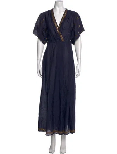 Pre-owned Thierry Colson Printed Long Dress In Blue