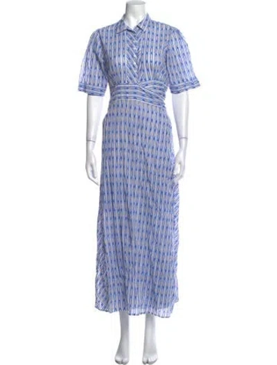 Pre-owned Thierry Colson Printed Long Dress In Blue