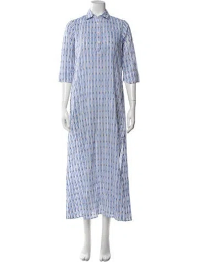 Pre-owned Thierry Colson Printed Long Dress In Blue