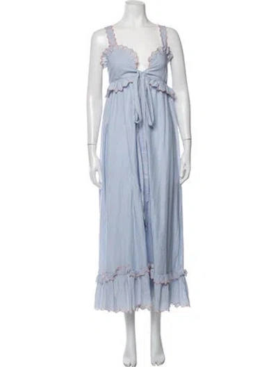 Pre-owned Thierry Colson Printed Long Dress In Blue